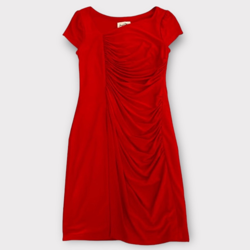 Joseph Ribkoff Womens Dress Size 10 Shift Cap Sleeve Ruching Designer Feminine